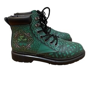 St. Patrick's Day Boots Green Shamrock Boots Lace Up Ankle Boots Women’s Size 9